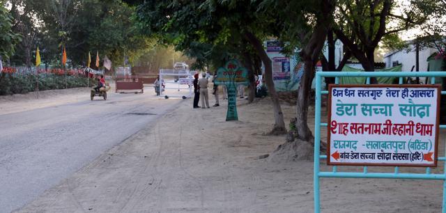 Barricades outside Dera Sacha Sauda branch at Salabatpura in Bathinda. (Sanjeev Kumar/HT File Photo) Barricades outside Dera Sacha Sauda branch at Salabatpura in Bathinda. (Sanjeev Kumar/HT File Photo)