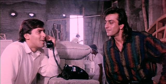 Salman Khan and Sanjay Dutt in a still from Saajan Salman Khan and Sanjay Dutt in a still from Saajan