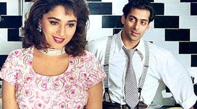 Madhuri Dixit and Salman Khan in a still from Hum Aapke Hain Koun. Madhuri Dixit and Salman Khan in a still from Hum Aapke Hain Koun.