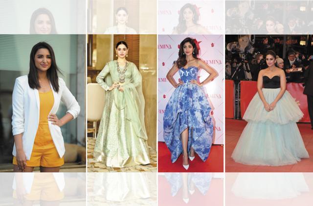 (From left) Parineeti Chopra wears an outfit from H&M.Tamannaah Bhatia wears an ensemble from Raw Mango and jewellery from Amrapali. Shilpa Shetty wears a dress from Yolan Cris. Huma Qureshi wears a gown from Christos Costarellos (Getty images) (From left) Parineeti Chopra wears an outfit from H&M.Tamannaah Bhatia wears an ensemble from Raw Mango and jewellery from Amrapali. Shilpa Shetty wears a dress from Yolan Cris. Huma Qureshi wears a gown from Christos Costarellos (Getty images)
