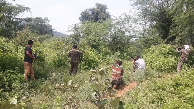 An encounter is on between police and dacoits in Chitrakoot. (HT Photo)