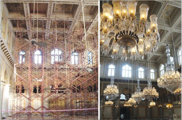 When Abha first visited the Chowmahalla Palace in Hyderabad, there was knee-high grass and stagnant pools of water, due to drainage from surrounding houses When Abha first visited the Chowmahalla Palace in Hyderabad, there was knee-high grass and stagnant pools of water, due to drainage from surrounding houses