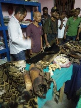 The two men detained with the animal body parts. (HT Photo) The two men detained with the animal body parts. (HT Photo)