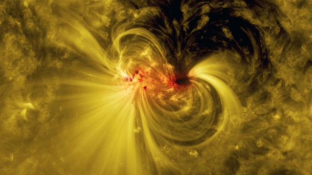 NASA’s Solar Dynamics Observatory watches a sunspot, a spot or patch that appears from time to time on the sun’s surface, appearing dark by contrast with its surroundings. (NASA)