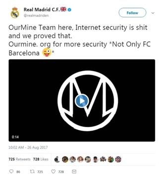A group named ‘OurMine’ claimed responsibility for the hack. (Twitter screeshot)
