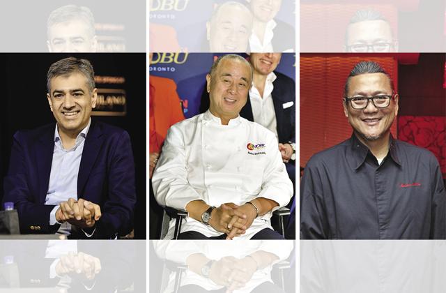 (From left) Ankur Bhatia, the owner of the Roseate chain of hotels; Nobu Matsuhisa is known for his fusion cuisine; Masaharu Morimoto is known for both his restaurants called Wasabi by Morimoto (Getty images) (From left) Ankur Bhatia, the owner of the Roseate chain of hotels; Nobu Matsuhisa is known for his fusion cuisine; Masaharu Morimoto is known for both his restaurants called Wasabi by Morimoto (Getty images)