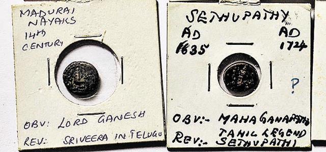 Ancient coins of south India bearing pictures of Ganesha. (HT PHOTO) Ancient coins of south India bearing pictures of Ganesha. (HT PHOTO)