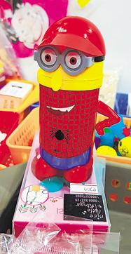 A wet tissue holder can’t look cuter than this holder in the shape of a Spiderman Minion at Rs 150; STALL 12-01 J. (Henna Rakheja/HT Photo) A wet tissue holder can’t look cuter than this holder in the shape of a Spiderman Minion at Rs 150; STALL 12-01 J. (Henna Rakheja/HT Photo)