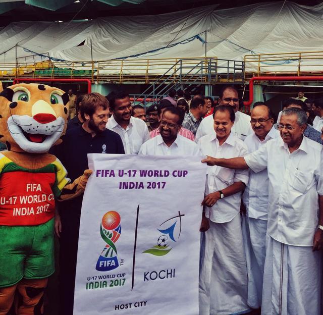 Kerala CM Pinarayi Vijayan launches Kochi Host City Logo for FIFA U-17 World Cup India 2017. (AIFF) Kerala CM Pinarayi Vijayan launches Kochi Host City Logo for FIFA U-17 World Cup India 2017. (AIFF)