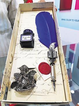 Want to gift your loved one an elegant piece of stationery? How about an Italian fountain pen with a cupid stand priced at around Rs 7,000; STALL 12-10 A. (Henna Rakheja/HT Photo) Want to gift your loved one an elegant piece of stationery? How about an Italian fountain pen with a cupid stand priced at around Rs 7,000; STALL 12-10 A. (Henna Rakheja/HT Photo)