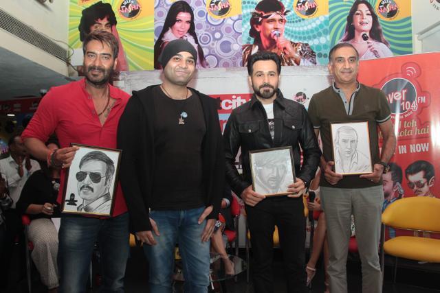 A fan even gifted sketches of Ajay, Emraan, and Milan to them. (Photo: Shivam Saxena/HT)