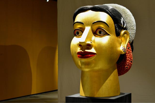 Reddy’s head sculptures have particularly striking features — kohl-lined bulging eyes, strong inclined noses, and the red protruding lips. (Nikhita Venugopal) Reddy’s head sculptures have particularly striking features — kohl-lined bulging eyes, strong inclined noses, and the red protruding lips. (Nikhita Venugopal)