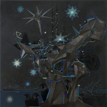 UNTITLED (Medium : Acrylic, Fabric &amp; Glue on canvas) (Courtesy:Vadhera Art Gallery)