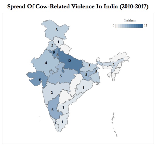 Spread of Cow related violence in India (2010-2017)