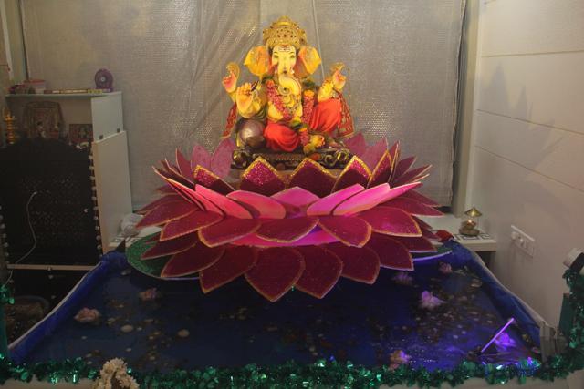 The lotus Ganpati . (Pramod Thakur/HT PHOTO)