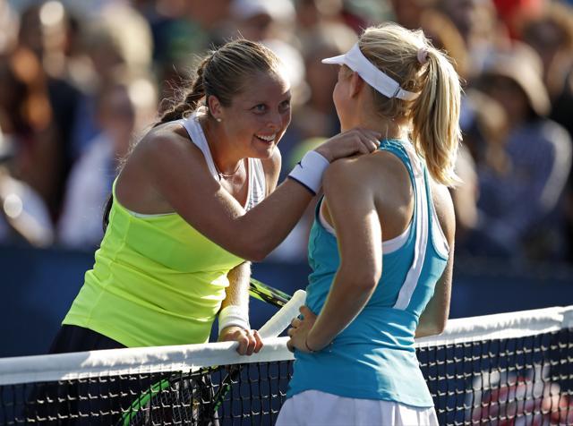 The match between Shelby Rogers (L) and Daria Gavrilova (R) lasted three hours and 30 minutes, making this the longest ever women’s singles match. (AP) The match between Shelby Rogers (L) and Daria Gavrilova (R) lasted three hours and 30 minutes, making this the longest ever women’s singles match. (AP)