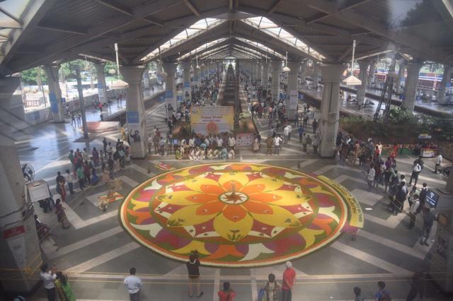 A flower rangoli at Panvel station. (Bachchan Kumar) A flower rangoli at Panvel station. (Bachchan Kumar)