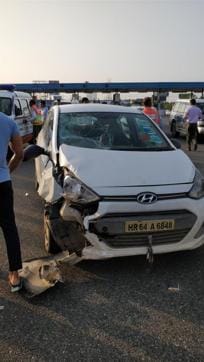 The driver of the Hyundai Xcent car fled from the spot after the accident. (Sourced Image)