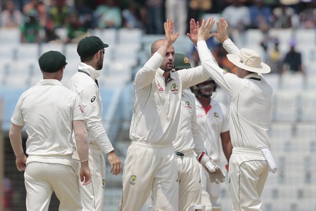 Australia's Nathan Lyon picked up five wickets on Monday. (AP) Australia's Nathan Lyon picked up five wickets on Monday. (AP)