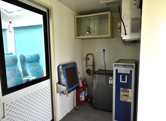 The fridge and other electrical appliances in the coach. (Anshuman Poyrekar/HT Photo)
