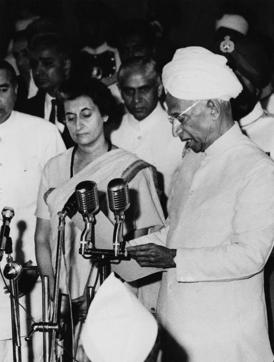 Dr Sarvepalli Radhakrishnan (1888 - 1975) , the second president of India, administers the oath of office to prime minister Indira Gandhi at the Rashtrapati Bhavan in New Delhi. (Getty Images) Dr Sarvepalli Radhakrishnan (1888 - 1975) , the second president of India, administers the oath of office to prime minister Indira Gandhi at the Rashtrapati Bhavan in New Delhi. (Getty Images)