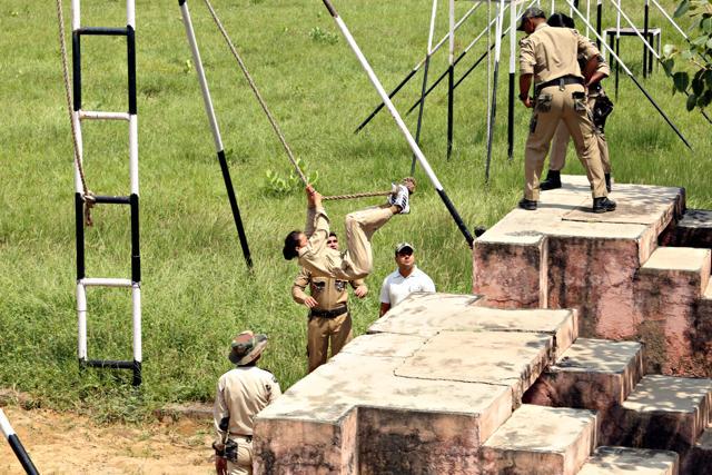 Delhi Police instructors train the 40 northeastern girls at the Police Training Centre, Jharoda Kalan. (Manoj Verma/ HT Photo ) Delhi Police instructors train the 40 northeastern girls at the Police Training Centre, Jharoda Kalan. (Manoj Verma/ HT Photo )