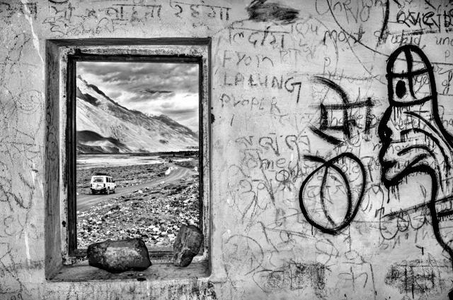 Dhammil Shah captures the landscape of Spiti in Ladakh through a window. Dhammil Shah captures the landscape of Spiti in Ladakh through a window.