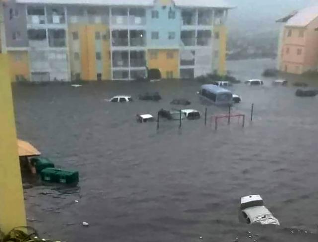 A flooded street on the French overseas island of Saint-Martin, after high winds from Hurricane Irma hit the island. (AFP)