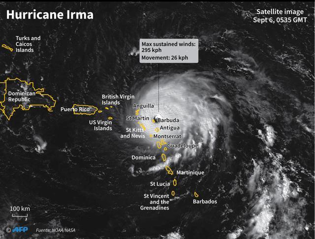 Satellite image of Hurricane Irma on Wednesday. (AFP)