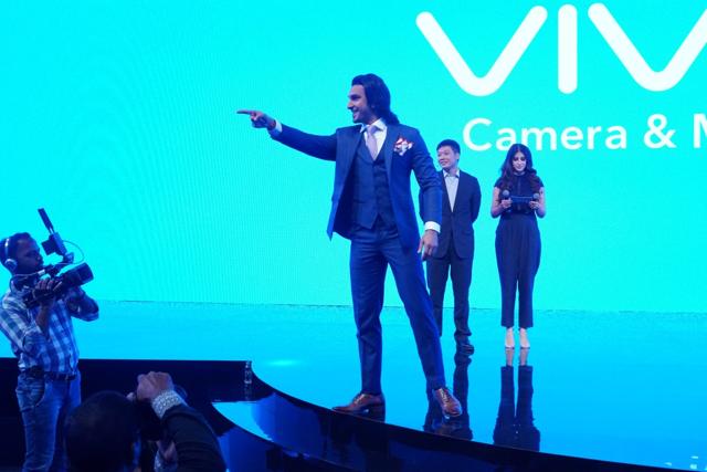 Ranveer Singh gestures at the event. (IANS)