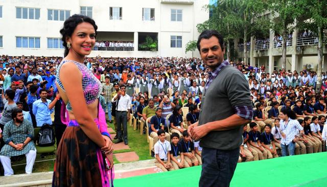 Bidita Bag and Nawazuddin Siddiqui during the promotion of Babumoshai Bandookbaaz in Bhopal. (IANS) Bidita Bag and Nawazuddin Siddiqui during the promotion of Babumoshai Bandookbaaz in Bhopal. (IANS)