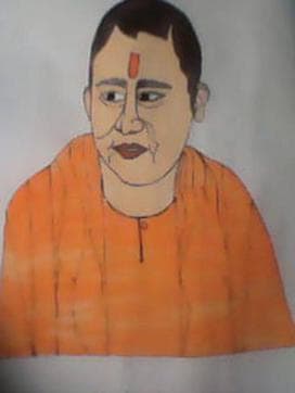 One of the drawings of Yogi Adityanath by Nagma Parveen that fuelled marital discord with her husband. (HT PHOTO)