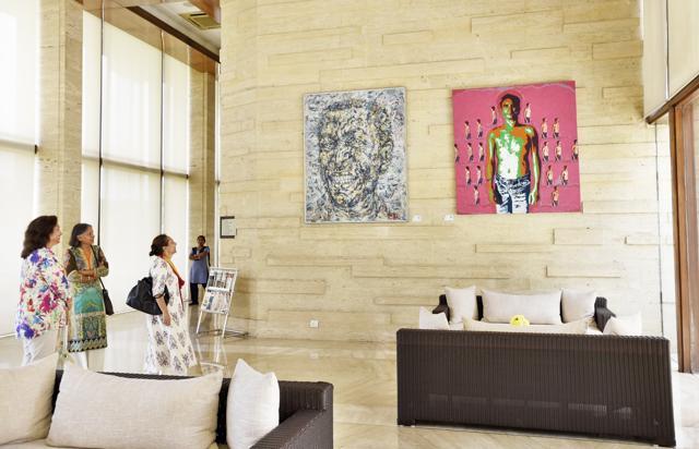Paintings on display at DLF Aralias in Gurgaon. (Sanjeev Verma/HT PHOTO) Paintings on display at DLF Aralias in Gurgaon. (Sanjeev Verma/HT PHOTO)