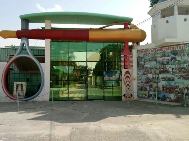 The entrance of the seven-star restaurant at the Dera headquarters in Sirsa. (HT Photo) The entrance of the seven-star restaurant at the Dera headquarters in Sirsa. (HT Photo)