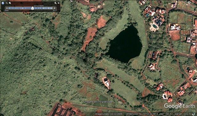 A satellite image of the lake in 2009. A satellite image of the lake in 2009.