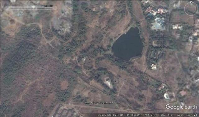 Satellite image of the lake in 2015. The water body has visibly shrunk. Satellite image of the lake in 2015. The water body has visibly shrunk.