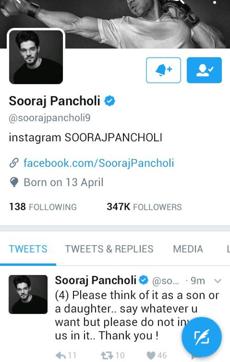 Sooraj has asked to be left alone.