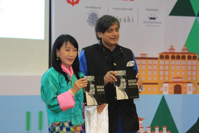 The Royal Queen Mother Ashi Dorji Wangmo Wangchuck, the festival’s chief patron, with Shashi Tharoor. (Courtesy Mountain Echoes) The Royal Queen Mother Ashi Dorji Wangmo Wangchuck, the festival’s chief patron, with Shashi Tharoor. (Courtesy Mountain Echoes)