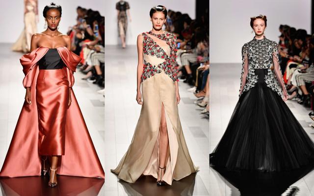 Creations by designer Bibhu Mohapatra. (Frazer Harrison/AFP) Creations by designer Bibhu Mohapatra. (Frazer Harrison/AFP)