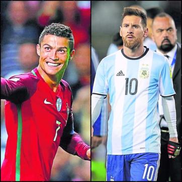 Football legends Cristiano Ronaldo and Lionel Messi.