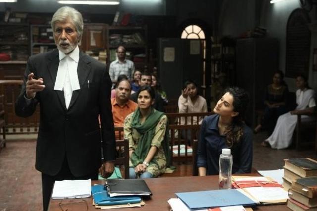 Amitabh Bachchan, Kirti Kulhari and Taapsee Pannu in a still from the film. Amitabh Bachchan, Kirti Kulhari and Taapsee Pannu in a still from the film.
