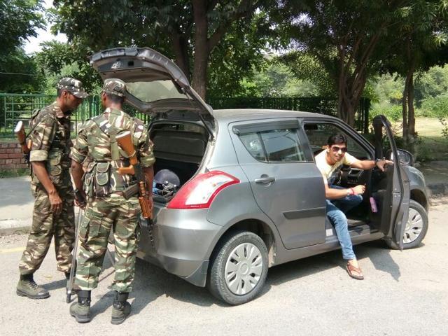 Security around the Panchkula court complex has been beefed up. (Sant Arora/HT) Security around the Panchkula court complex has been beefed up. (Sant Arora/HT)
