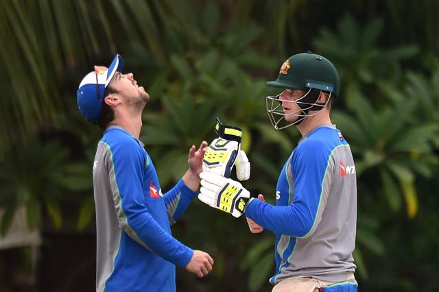 Steve Smith with his teammate Travis Head during a practice session in Chennai on Saturday ahead of the first ODI match against India. (PTI) Steve Smith with his teammate Travis Head during a practice session in Chennai on Saturday ahead of the first ODI match against India. (PTI)
