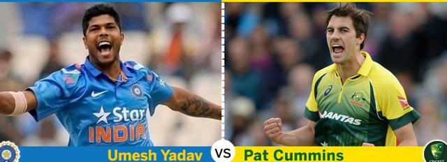 Umesh Yadav and Pat Cummins will look to trouble batsmen with explosive pace and a hunger for wickets. (HT Photo) Umesh Yadav and Pat Cummins will look to trouble batsmen with explosive pace and a hunger for wickets. (HT Photo)