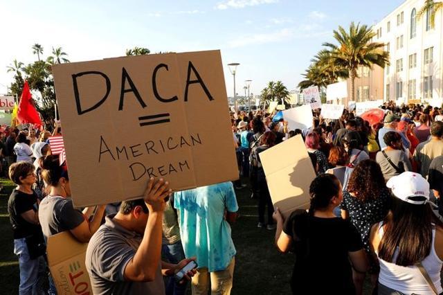 Alliance San Diego and other Pro-DACA supporters hold a protest rally, following US President Donald Trump's DACA announcement, in front of San Diego County Administration Center in San Diego, California, US, September 5, 2017. (Reuters) Alliance San Diego and other Pro-DACA supporters hold a protest rally, following US President Donald Trump's DACA announcement, in front of San Diego County Administration Center in San Diego, California, US, September 5, 2017. (Reuters)