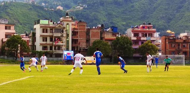 India and Palestine in action during the AFC U-16 Championship Qualifiers in Kathmandu. (AIFF) India and Palestine in action during the AFC U-16 Championship Qualifiers in Kathmandu. (AIFF)