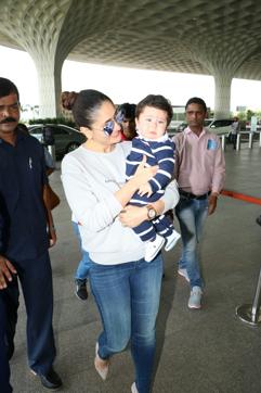 Kareena Kapoor Khan along with her son Taimur at the Mumbai airport . (IANS) Kareena Kapoor Khan along with her son Taimur at the Mumbai airport . (IANS)