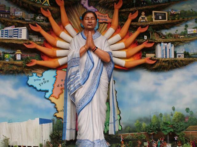 In 2016, a local club in Bengal’s Nadia district made an idol of chief minister Mamata Banerjee, depicting her as Devi Durga. (HT file photo)