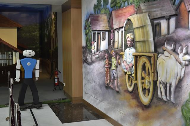 Mitra, the robot which welcomes customers as receptionists at Canara Bank head office in Bengaluru, India, on Thursday, September 21, 2017. (Arijit Sen/Hindustan Times) Mitra, the robot which welcomes customers as receptionists at Canara Bank head office in Bengaluru, India, on Thursday, September 21, 2017. (Arijit Sen/Hindustan Times)