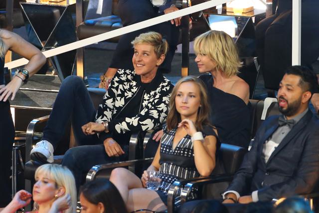 Ellen Degeneres (L) is seen in the public at the MTV Video Music Awards 2017. (AFP) Ellen Degeneres (L) is seen in the public at the MTV Video Music Awards 2017. (AFP)